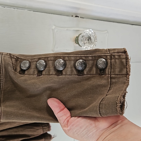 Free People Ruffle Hem Military Jacket- Olive Green -S - Picture 7 of 11